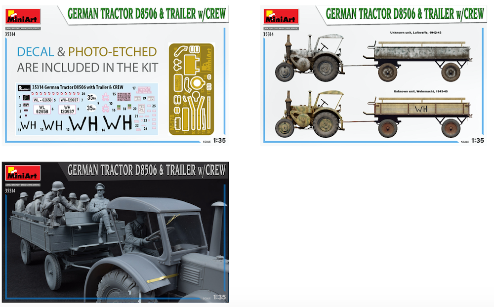 Mini Art 35314 1:35 German Tractor D8506 & Trailer w/Crew