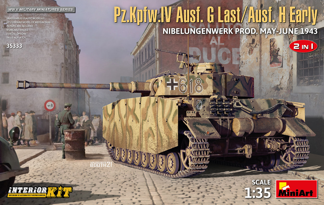 Mini Art 35333 1:35 Pz.Kpfw.IV Ausf. G Last/Ausf. H Early Nibelungenwerk Prod. May-June 1943 '2in1' with Interior