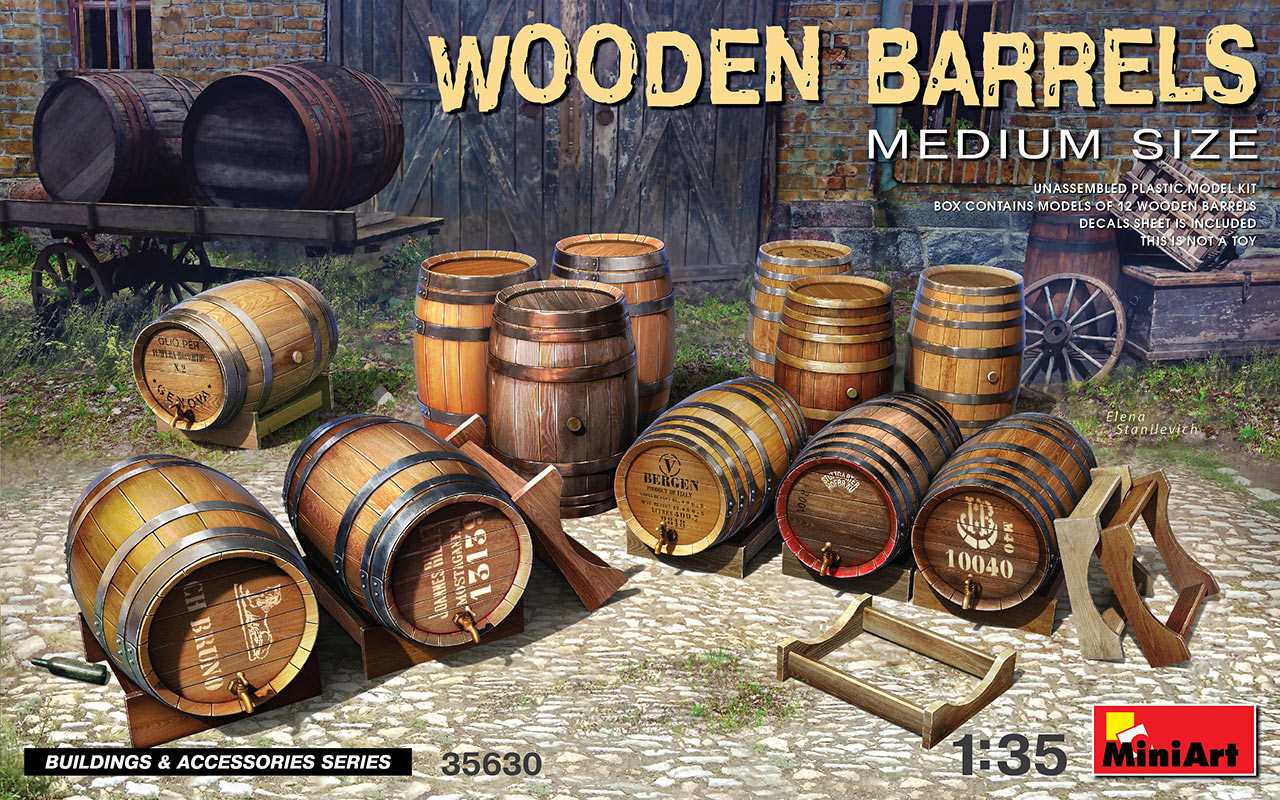 Mini Art 35630 1:35 Wooden Barrels Medium Size