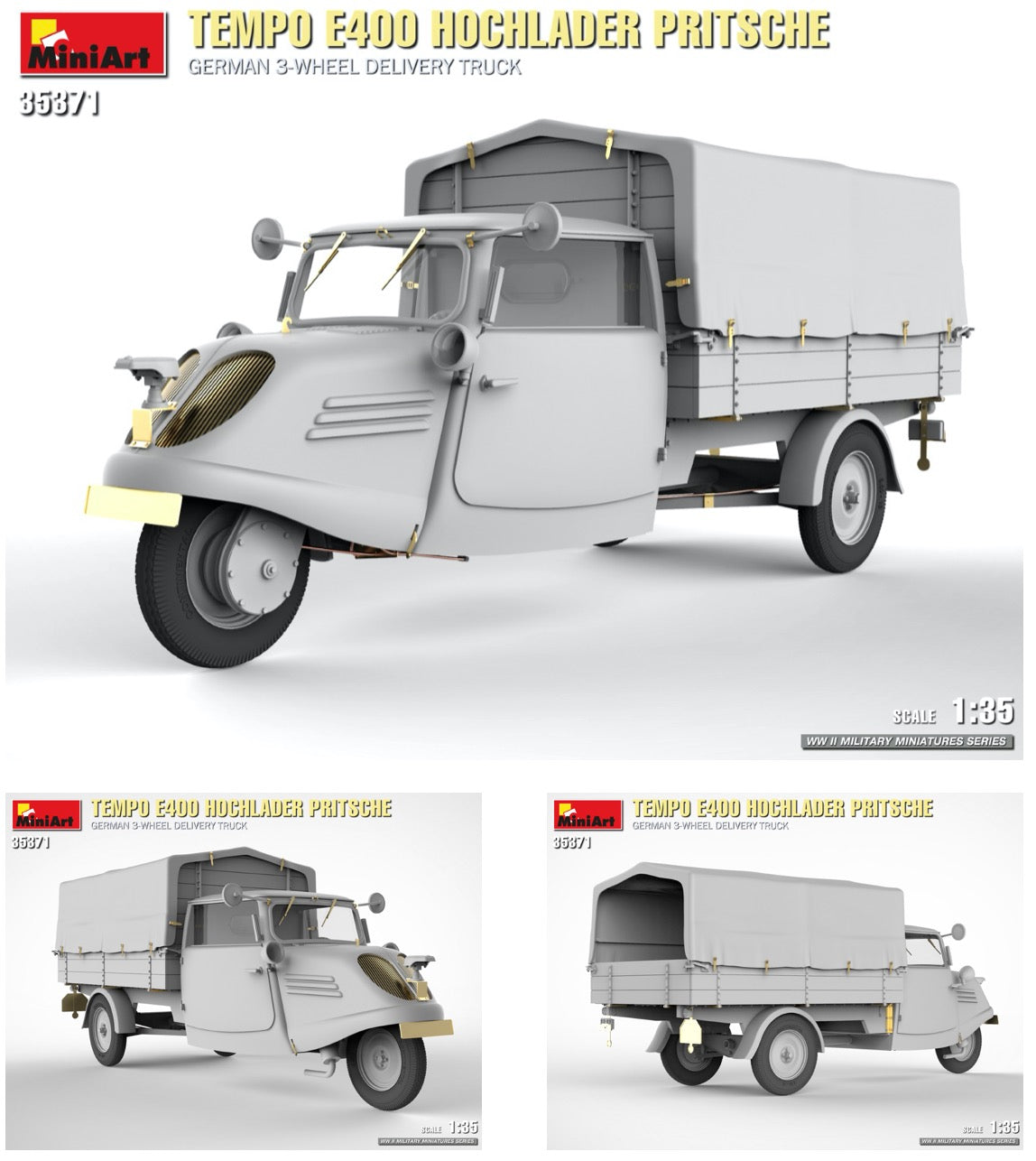 Mini Art 35371 1:35 Tempo E400 Hochlander Pritsche German 3-Wheeled Delivery Truck