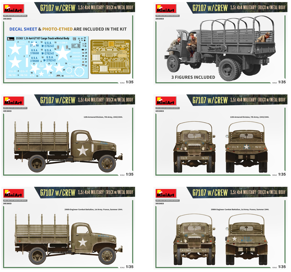 Mini Art 35383 1:35 G7107 w/Crew 1,5t 4x4 Cargo Truck w/Metal Body