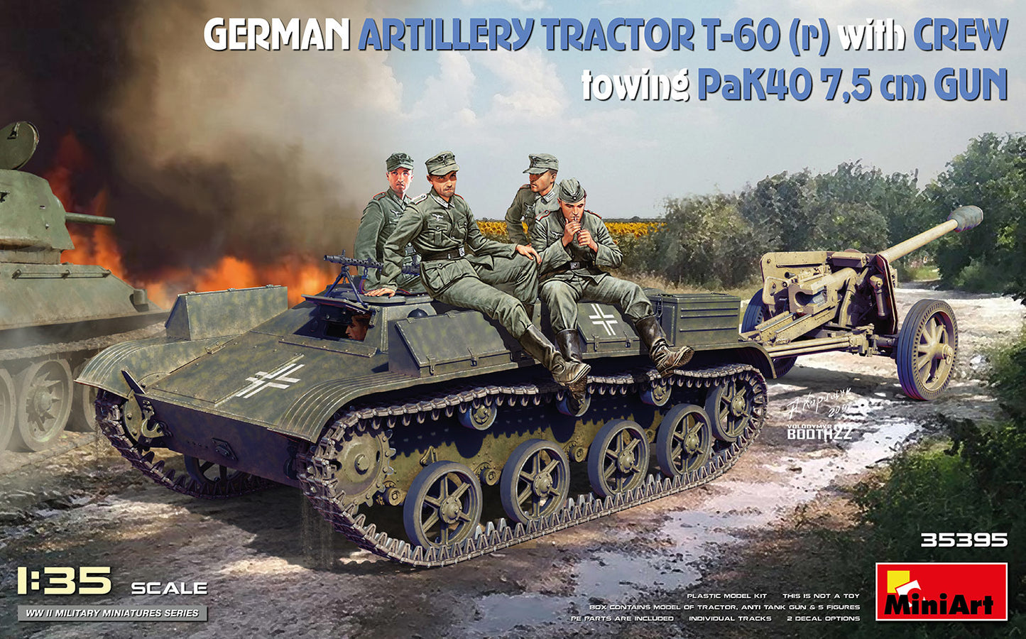 Mini Art 35395 1:35 T-60 (r) German Artillery Tractor with Crew Towing PaK40 7,5cm Gun