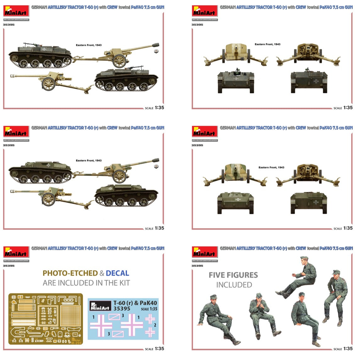 Mini Art 35395 1:35 T-60 (r) German Artillery Tractor with Crew Towing PaK40 7,5cm Gun