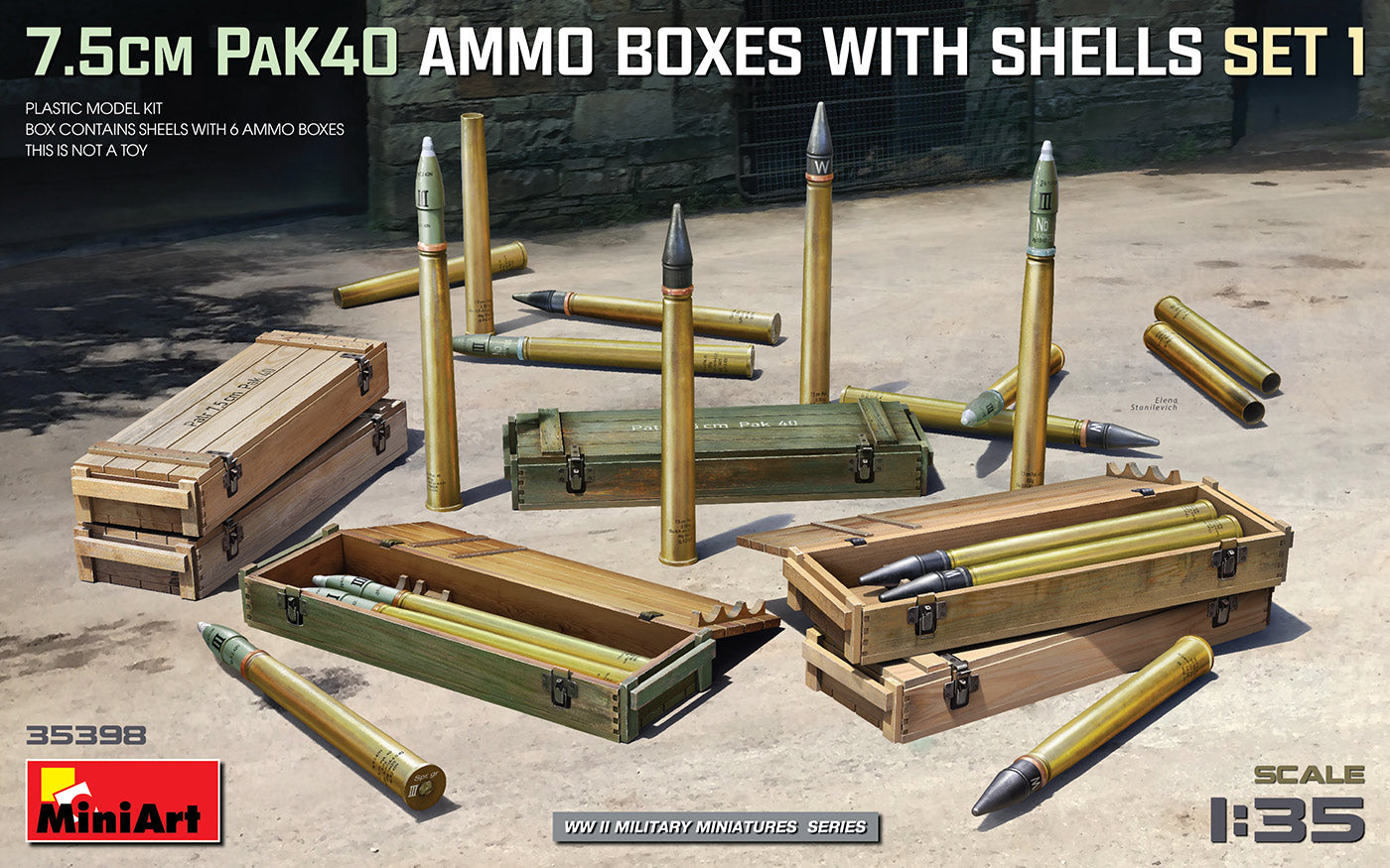 Mini Art 35398 1:35 7,5cm PaK40 Ammo Boxes with Shells Set 1