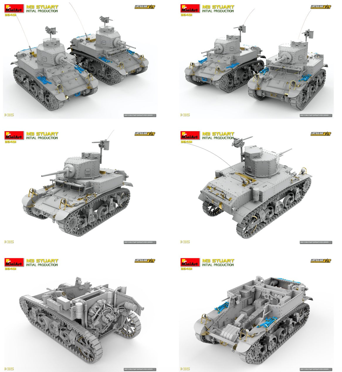 MiniArt 35401 1:35 M3 Stuart Initial Production with Interior