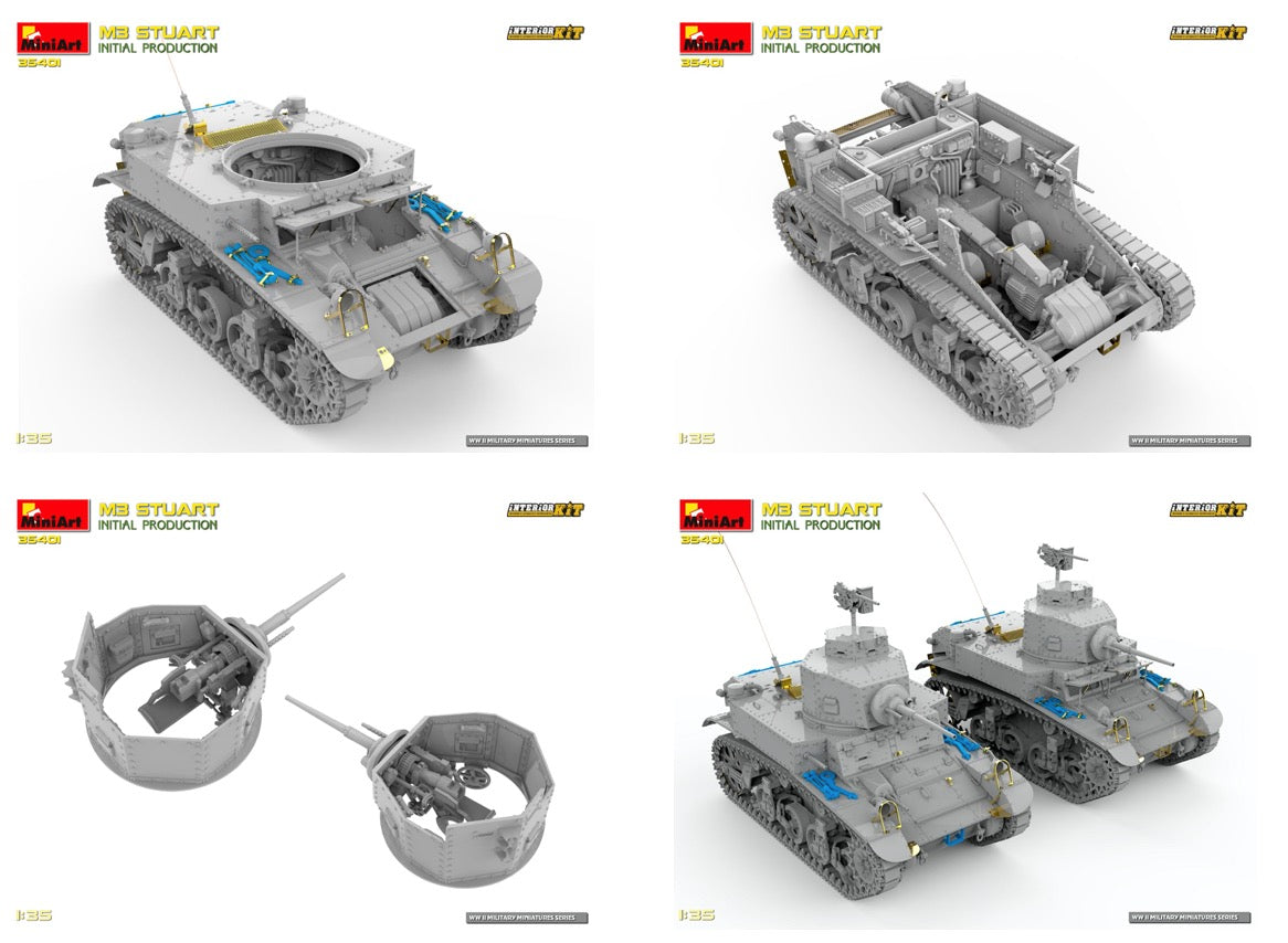 MiniArt 35401 1:35 M3 Stuart Initial Production with Interior