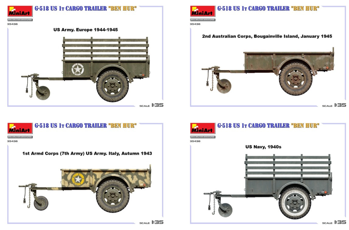 MiniArt 35436 1:35 G-518 US 1t Cargo Trailer 'Ben Hur'