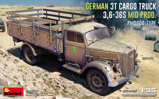 MiniArt 35449 1:35 German 3T Cargo Truck 3,6-36S Mid Prod. PMQ600-TYPE