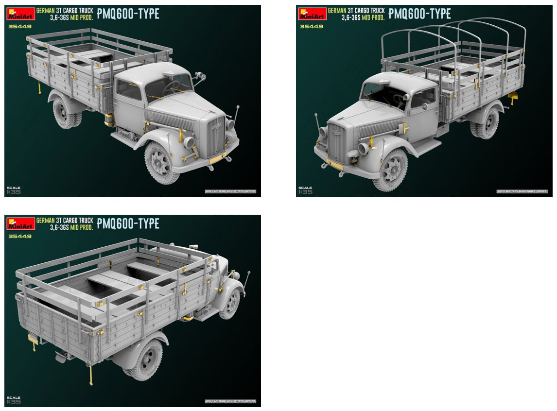 MiniArt 35449 1:35 German 3T Cargo Truck 3,6-36S Mid Prod. PMQ600-TYPE