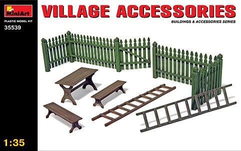 MiniArt 35539 1:35 Village Accessories. Gate, benches and ladders