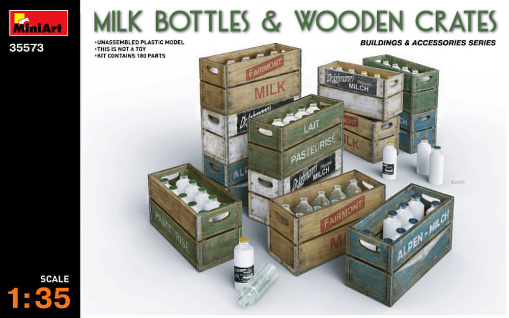 Mini Art 35573 1:35 Milk Bottles & Wooden Crates