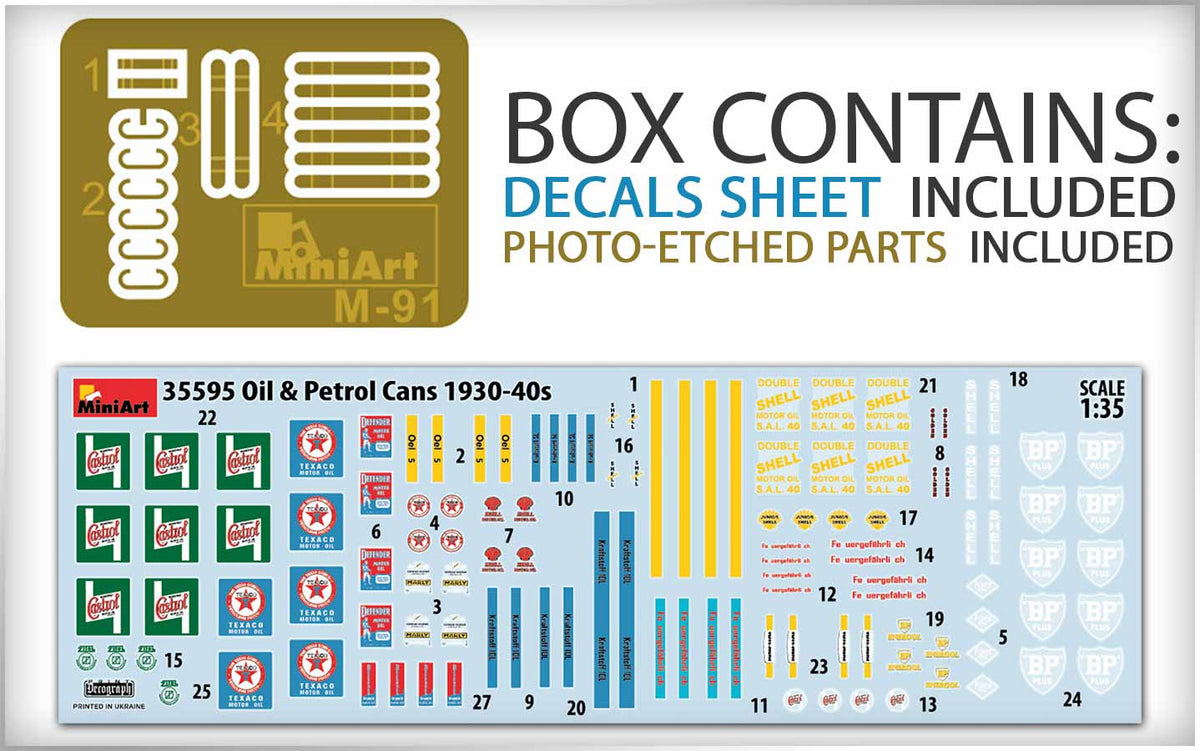 MiniArt 35595 1:35 Oil and petrol cans from the 1930-40s.