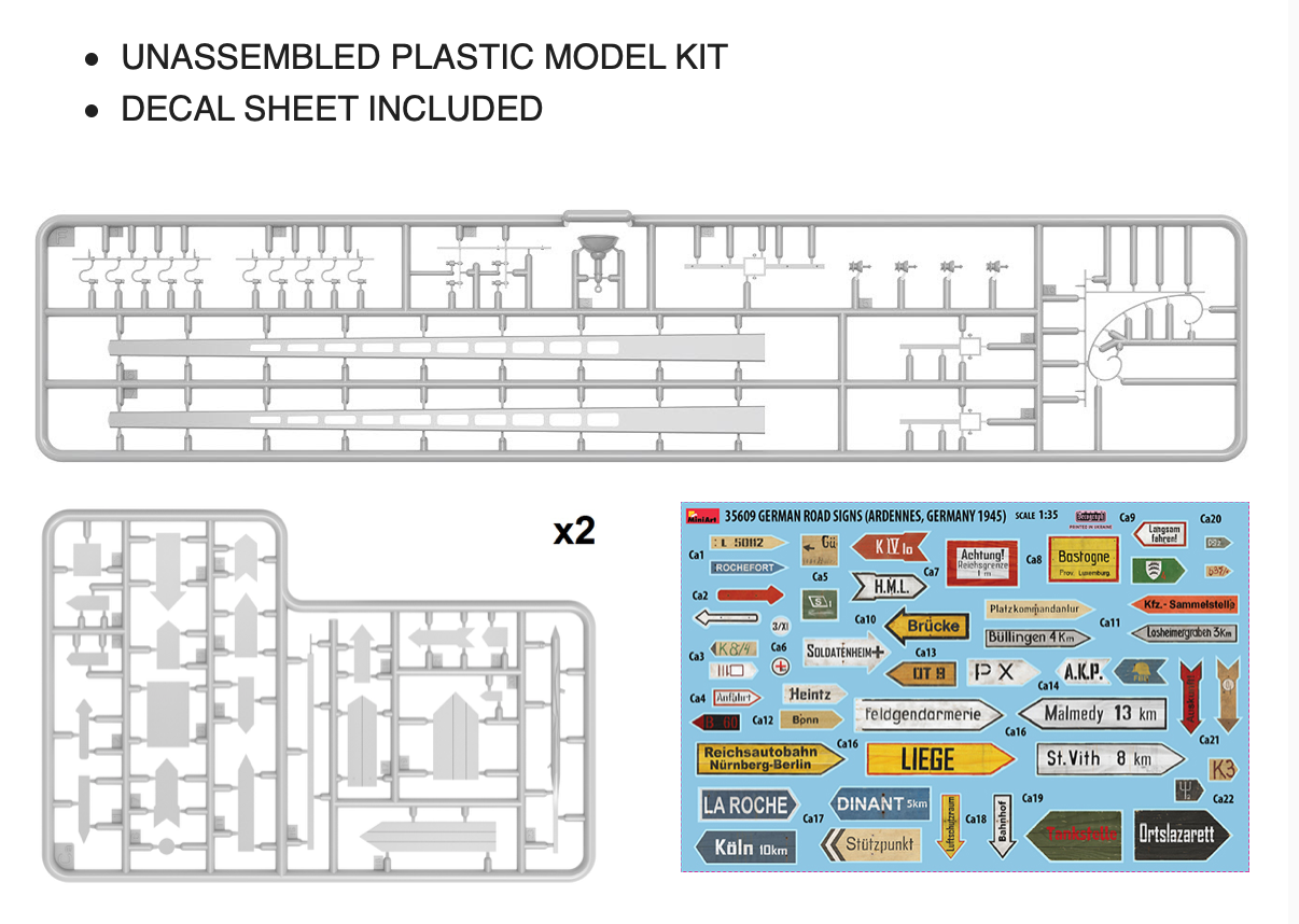 Mini Art 35609 1:35 German Road Signs (Ardennes, Germany 1945)