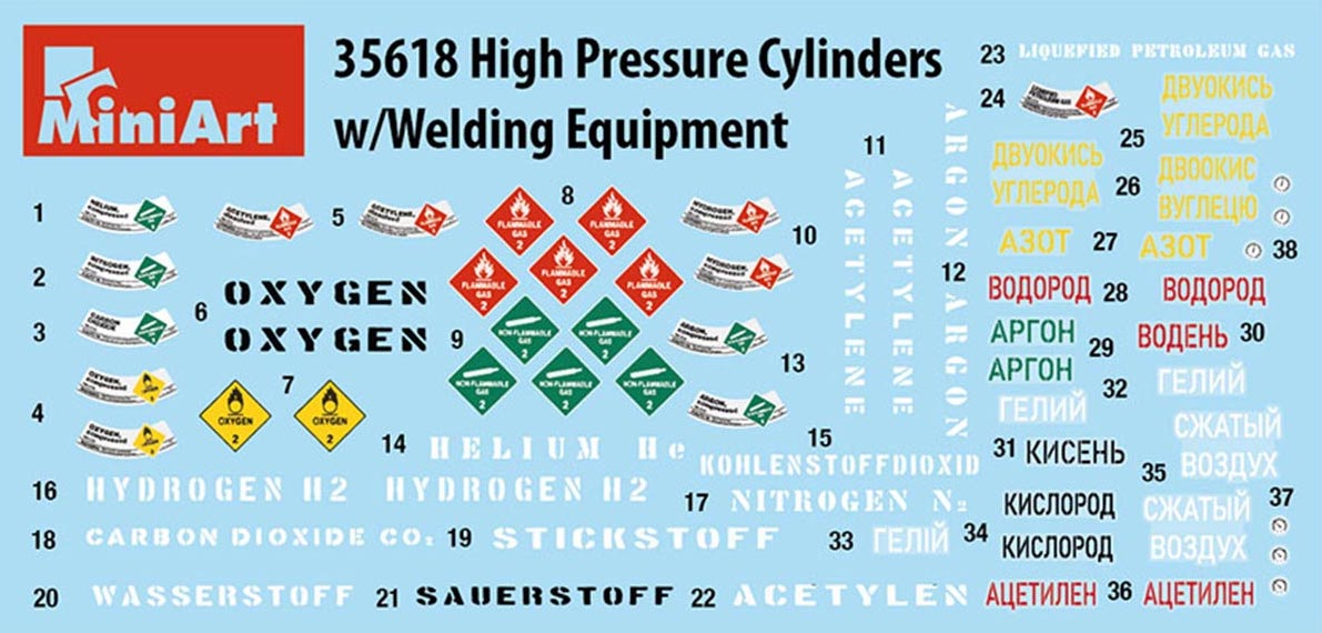 Mini Art 35618 1:35 High Pressure Cylinders w/Welding Equipment