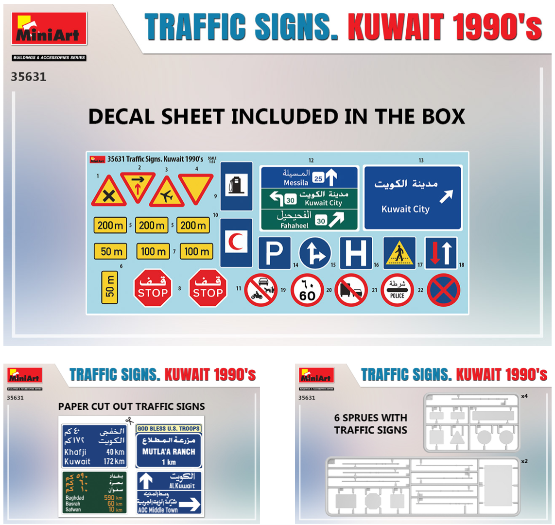 Mini Art 35631 1:35 Traffic Signs Kuwait 1990's