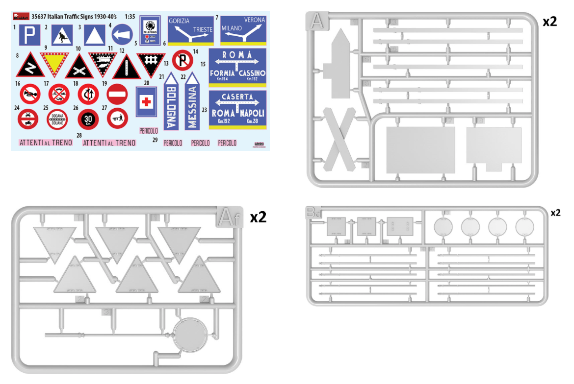 Mini Art 35637 1:35 Italian Traffic Signs 1930-40âs
