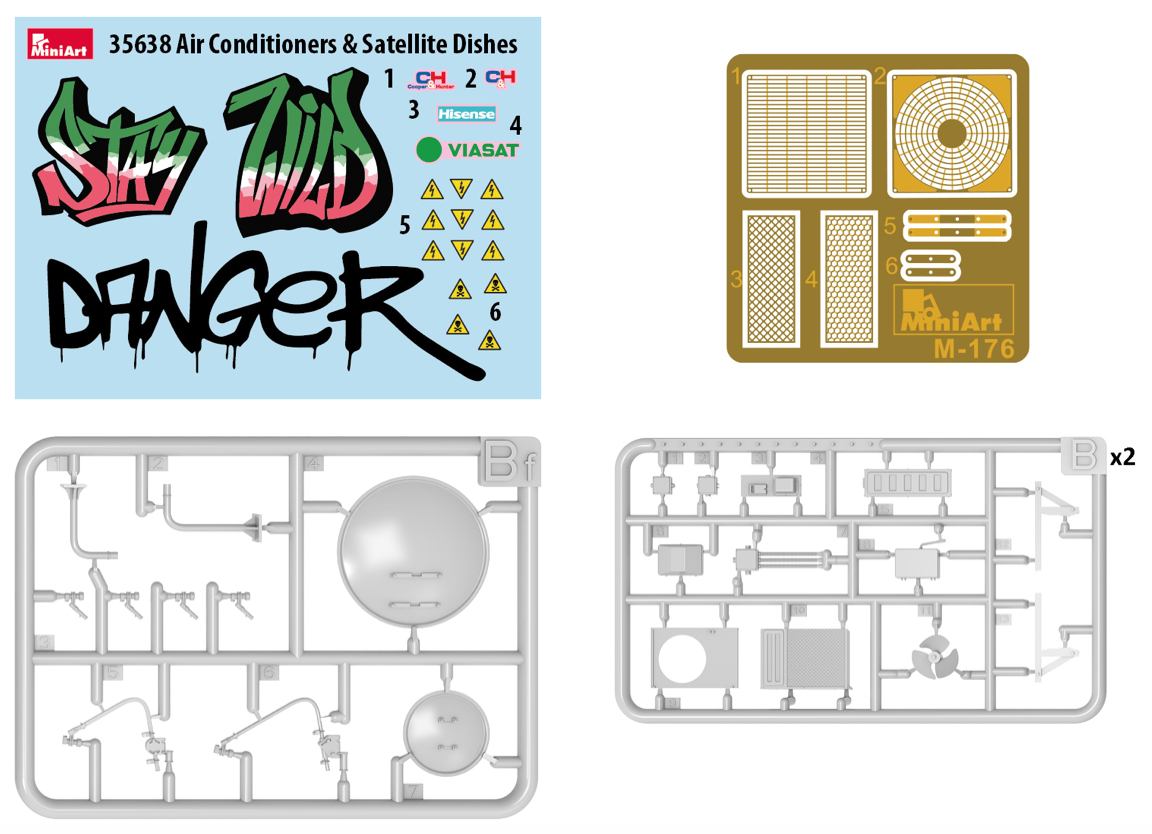 Mini Art 35638 1:35 Air Conditioners & Satellite Dishes