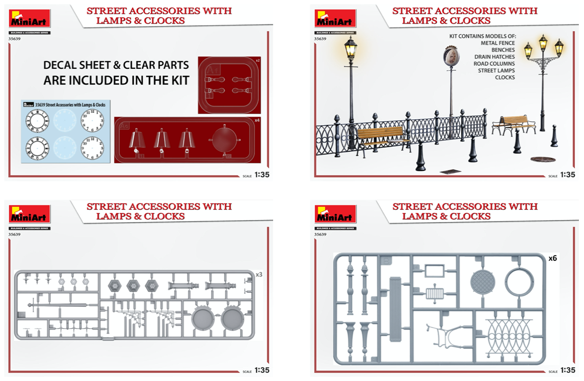 MiniArt 35639 1:35 Street Accessories with Lamps & Clocks