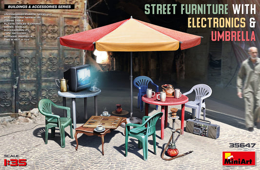 Mini Art 35647 1:35 Street Furniture with Electronics & Umbrella