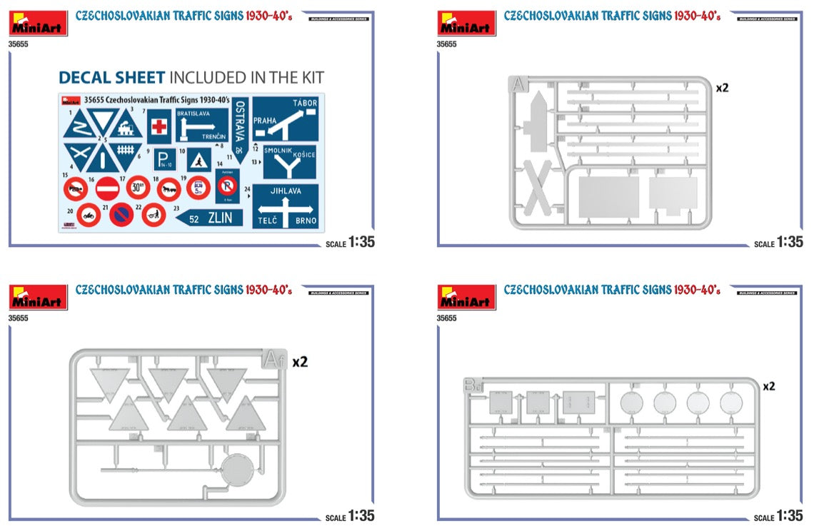 Mini Art 35655 1:35 Czechoslovakian Traffic Signs 1930-40s