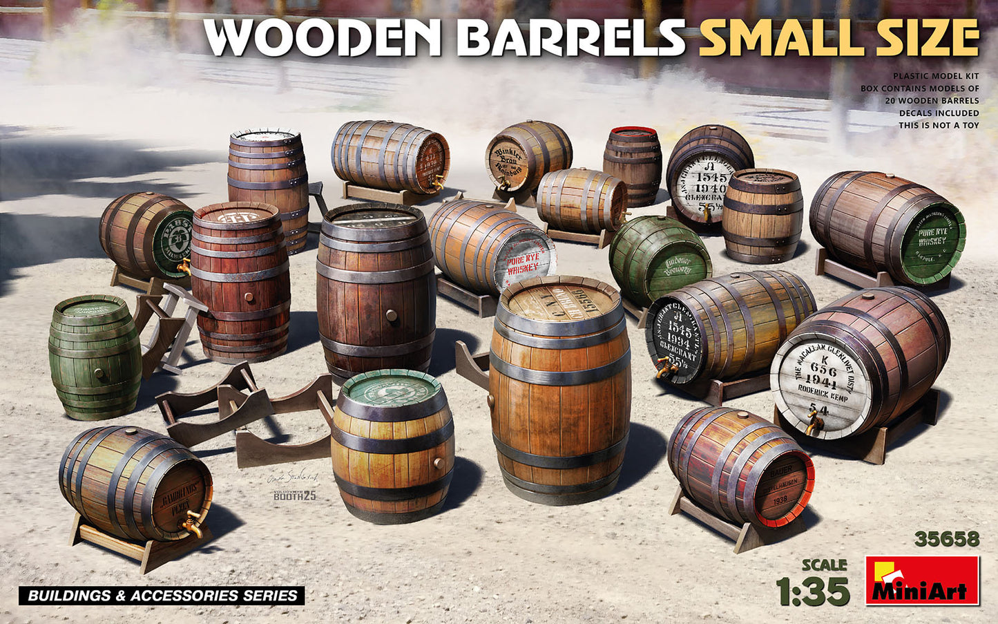 MiniArt 35658 1:35 Wooden Barrels Small Size (20 pcs)