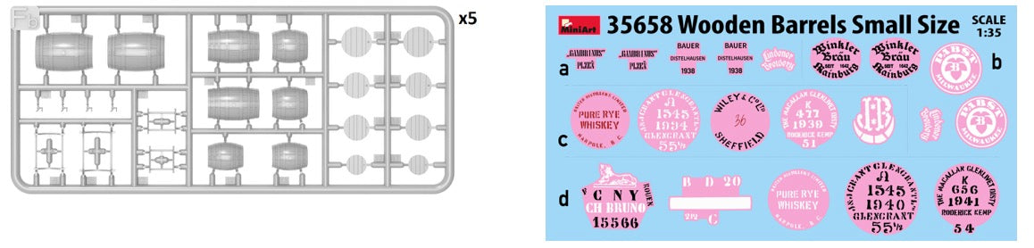 MiniArt 35658 1:35 Wooden Barrels Small Size (20 pcs)