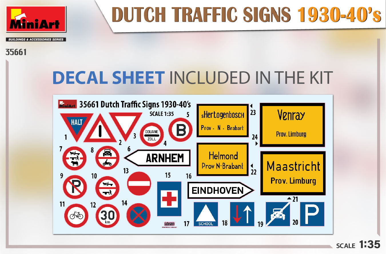 Mini Art 35661 1:35 Dutch Traffic Signs 1930-40âs