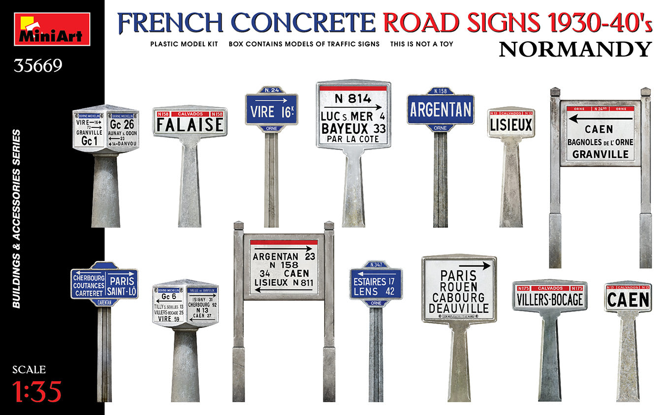 Mini Art 35669 1:35 French Concrete Road Signs 1930-40's Normandy