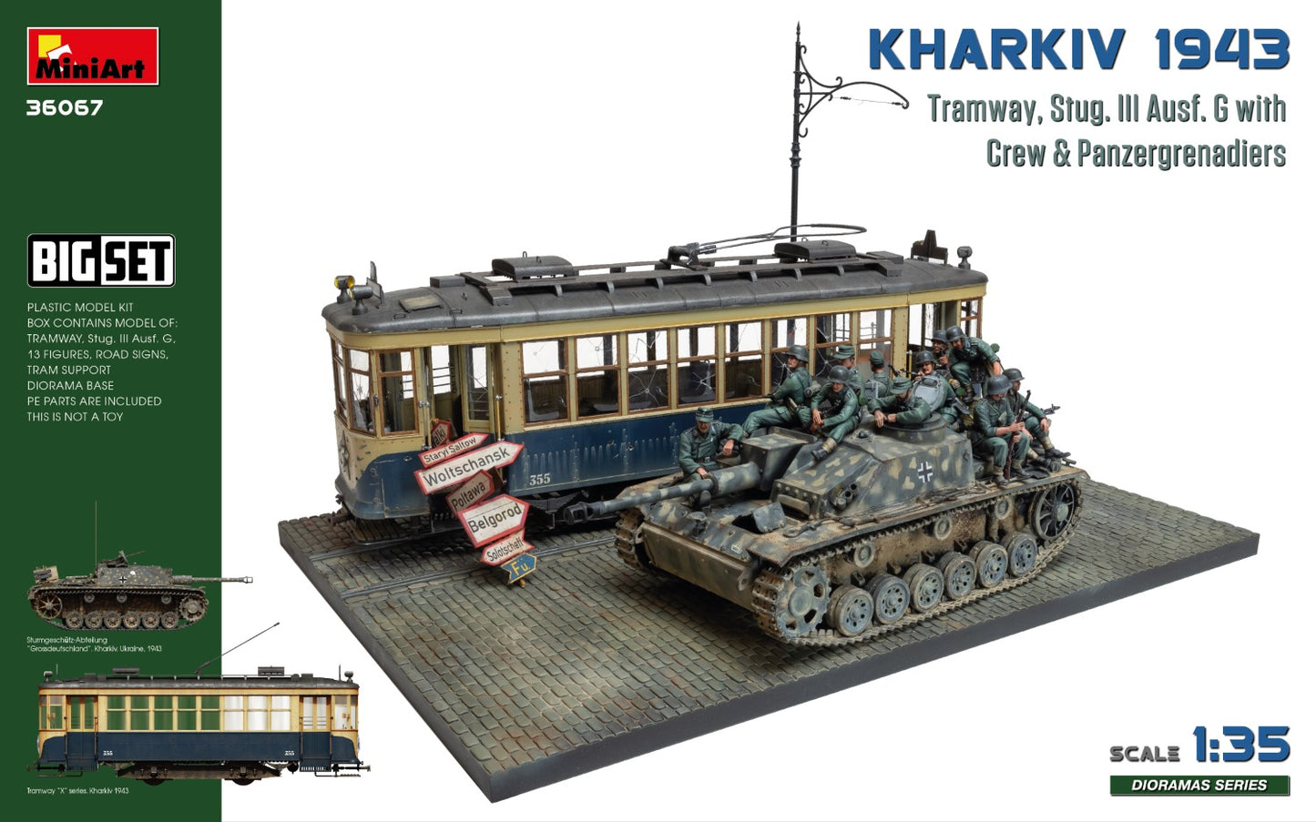 MiniArt 36067 1:35 Kharkiv 1943: Tram & Stug.III Ausf.G with Crew (Big Set)