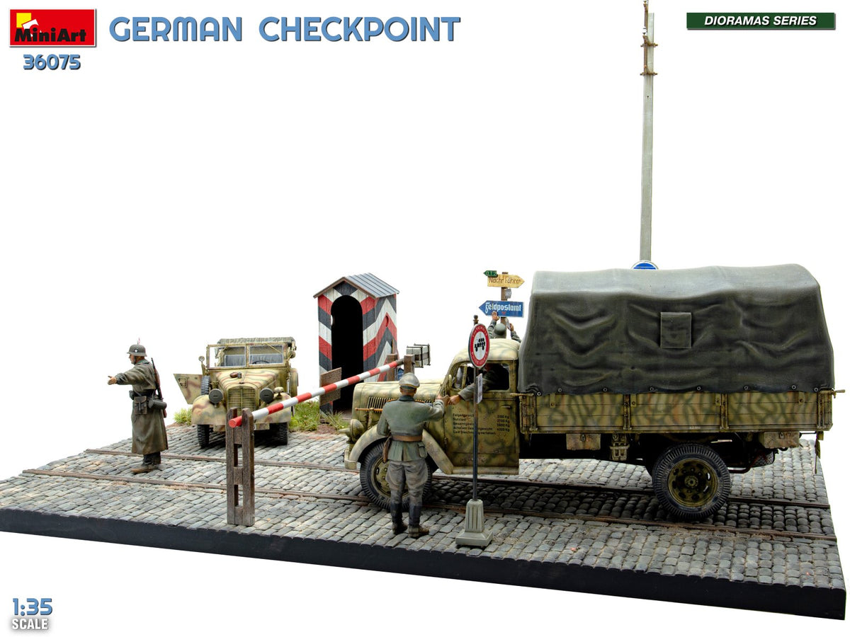 MiniArt 36075 1:35 German Checkpoint - 3t Cargo Truck 3,6-36S & Kfz.1 Type 170VK with Feldgendarmerie (Big Set)