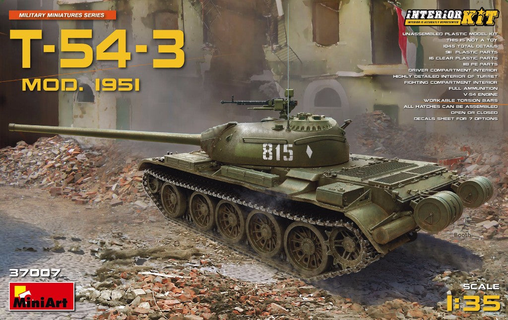 Mini Art 37007 1:35 Soviet T-54-3 Mod 1951 with Interior