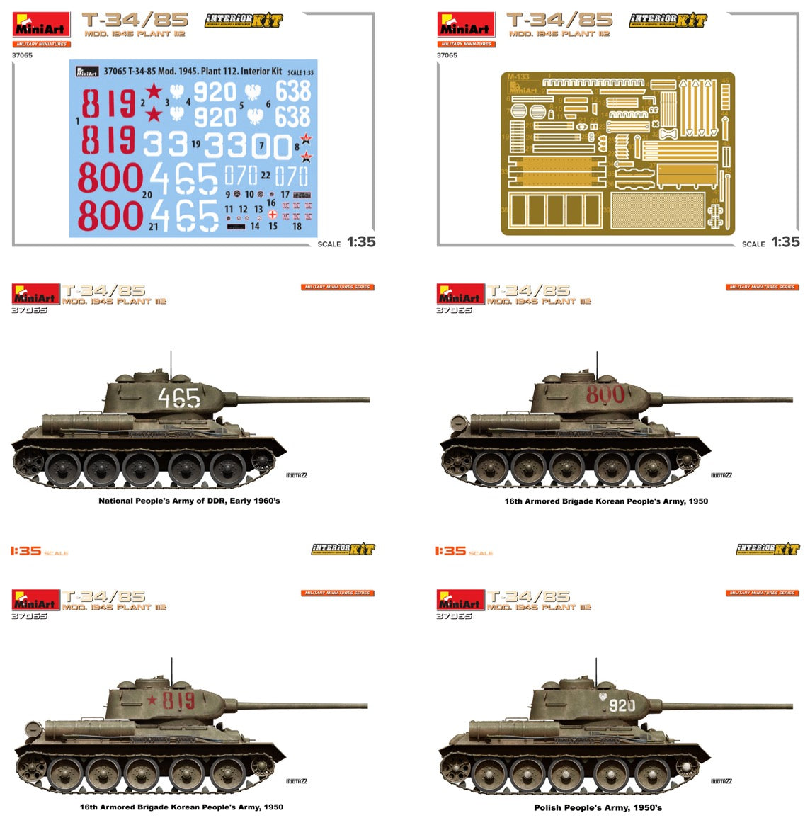 MiniArt 37065 1:35 T-34/85 Mod. 1945. Plant 112 with Interior