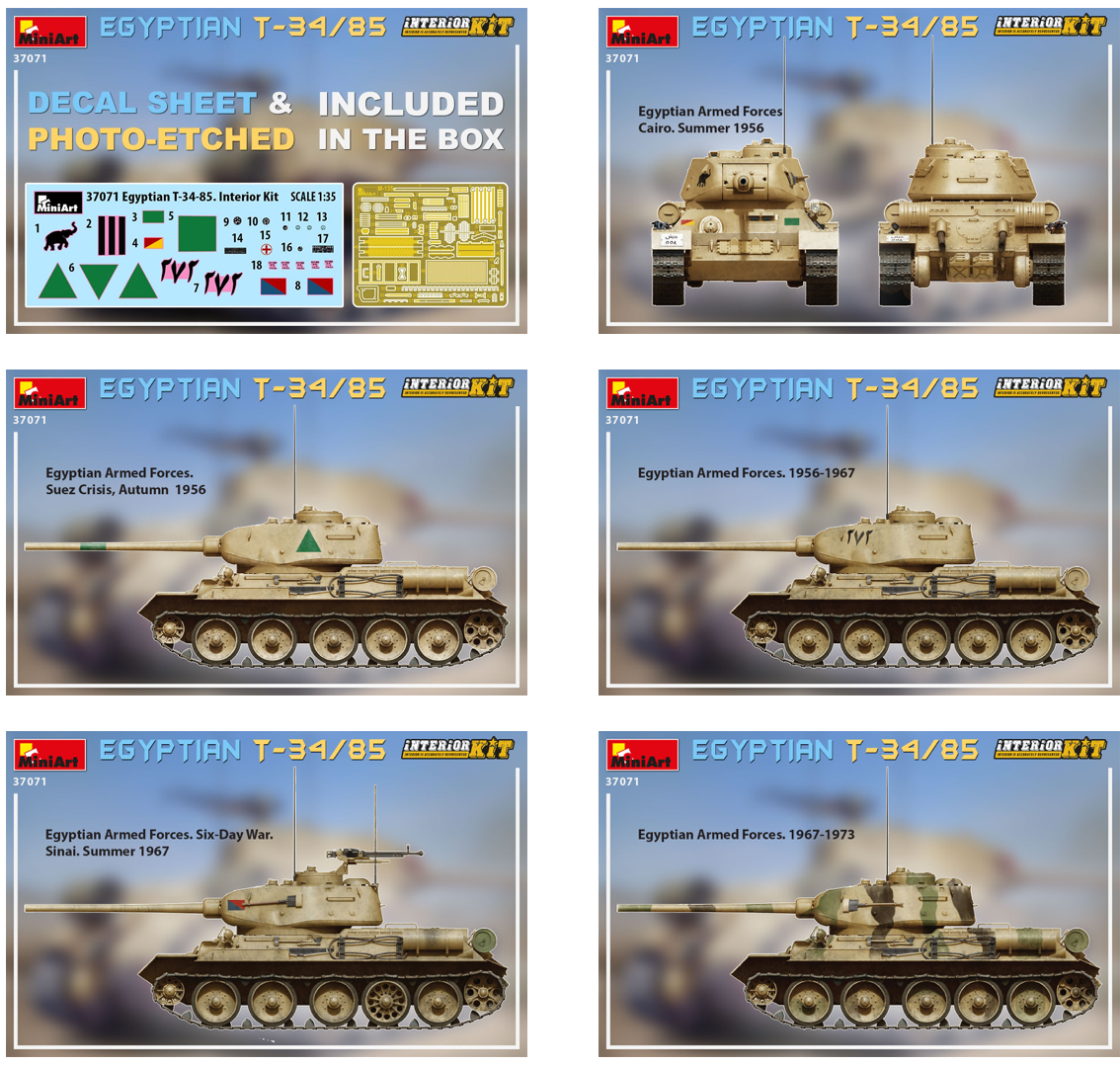 Mini Art 37071 1:35 Egyptian T-34/85 with Interior