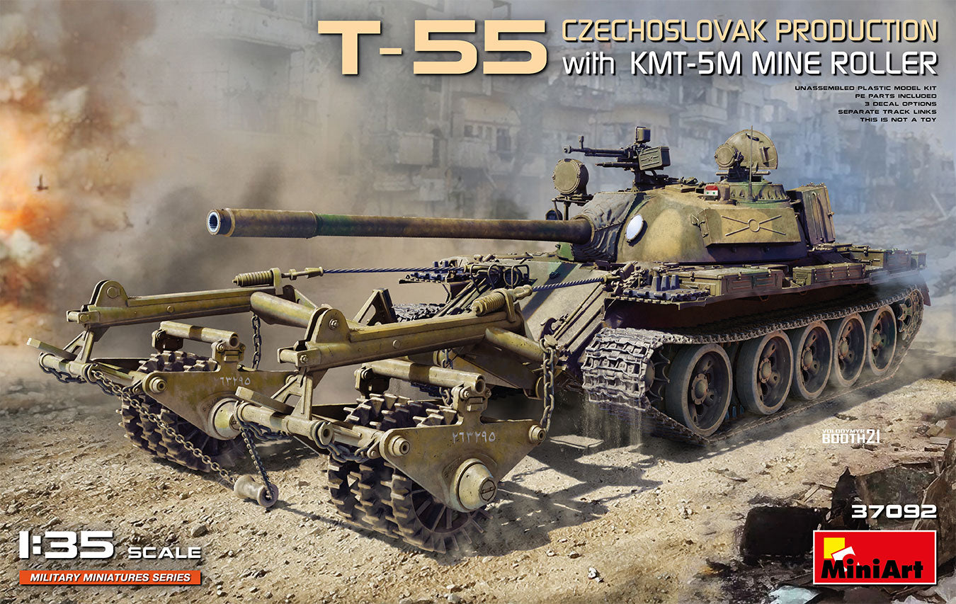 Mini Art 37092 1:35 T-55 Czechoslovak Production with KMT-5M Mine-Roller