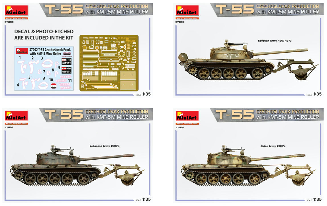 Mini Art 37092 1:35 T-55 Czechoslovak Production with KMT-5M Mine-Roller