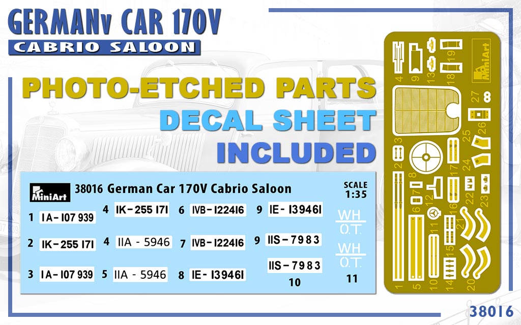 Mini Art 38016 1:35 German Car 170V Cabrio Saloon