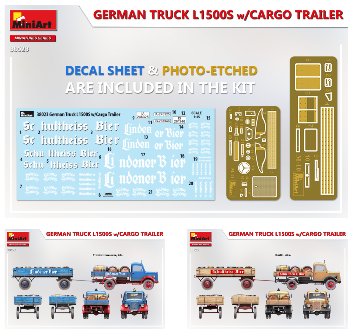 Mini Art 38023 1:35 German Truck L1500S w/Cargo Trailer