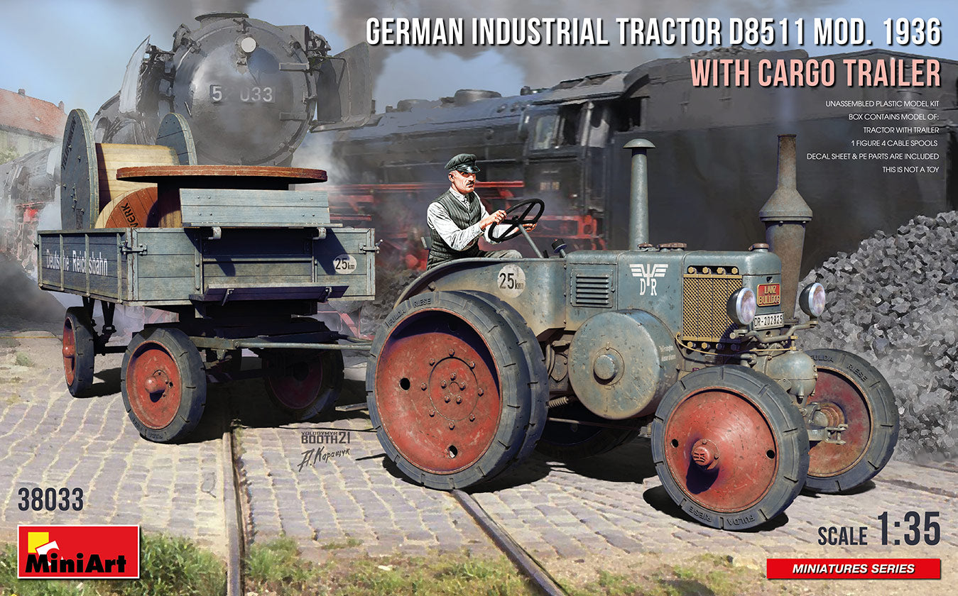 Mini Art 38033 1:35 German Industrial Tractor D8511 Mod. 1936 with Cargo Trailer