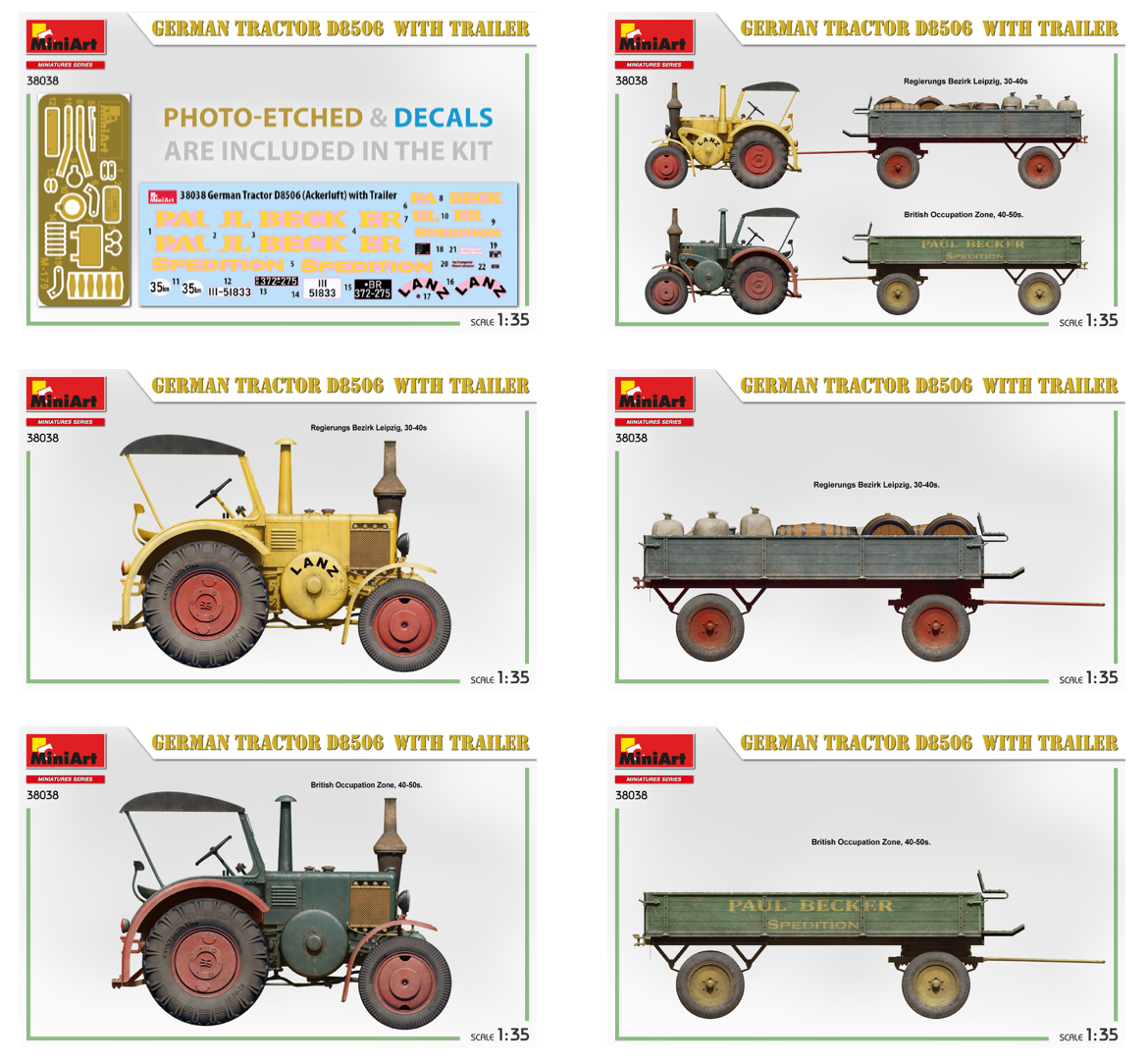 MiniArt 38038 1:35 German Tractor D8506 with trailer