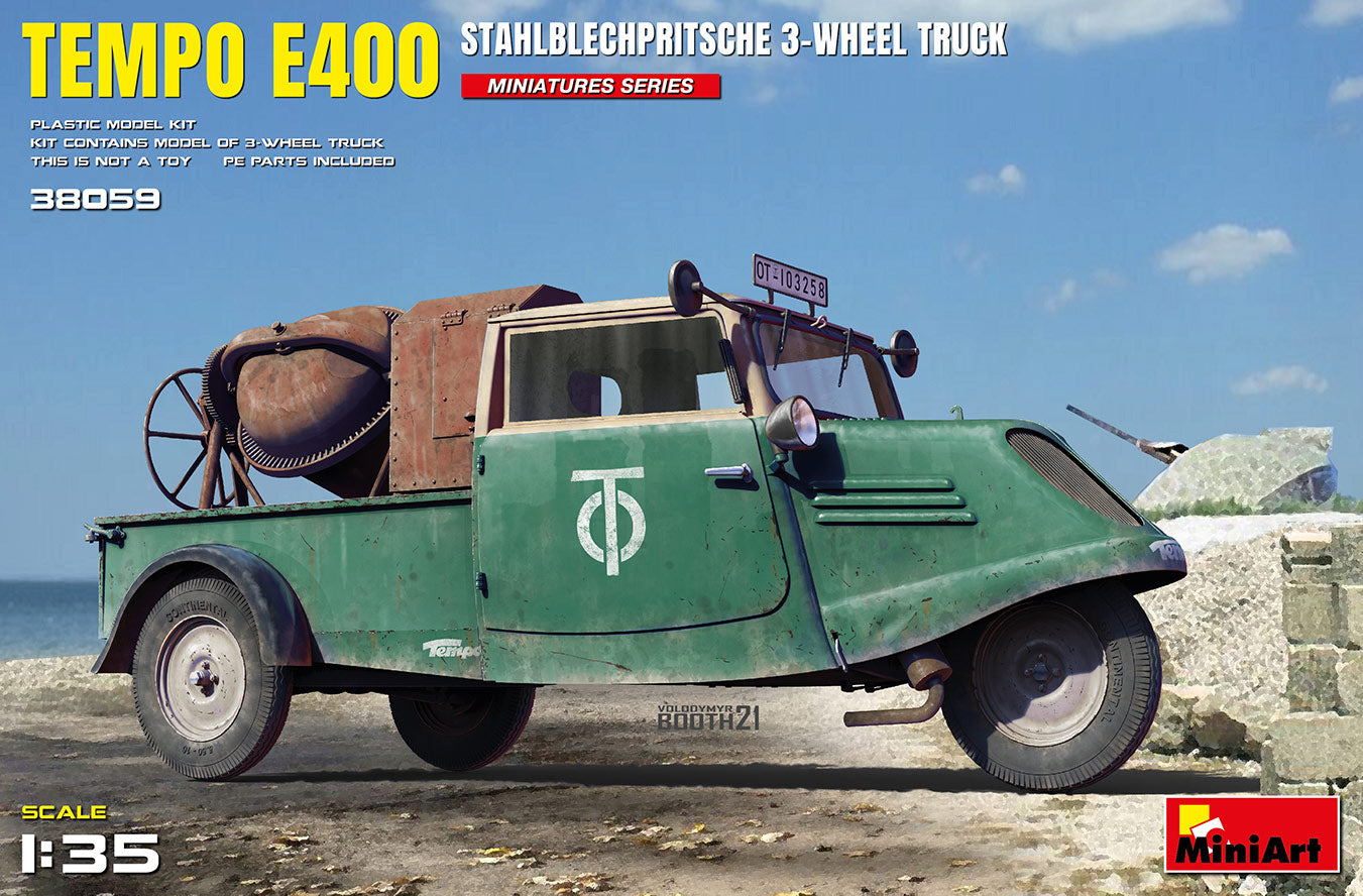 Mini Art 38059 1:35 Tempo E400 Stahlblechpritsche 3-Wheel Truck