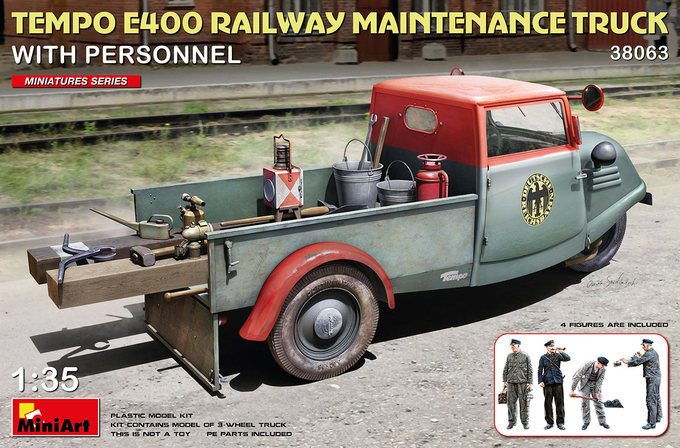 MiniArt 38063 1:35 Tempo E400 Railway Maintenance Truck With Personnel