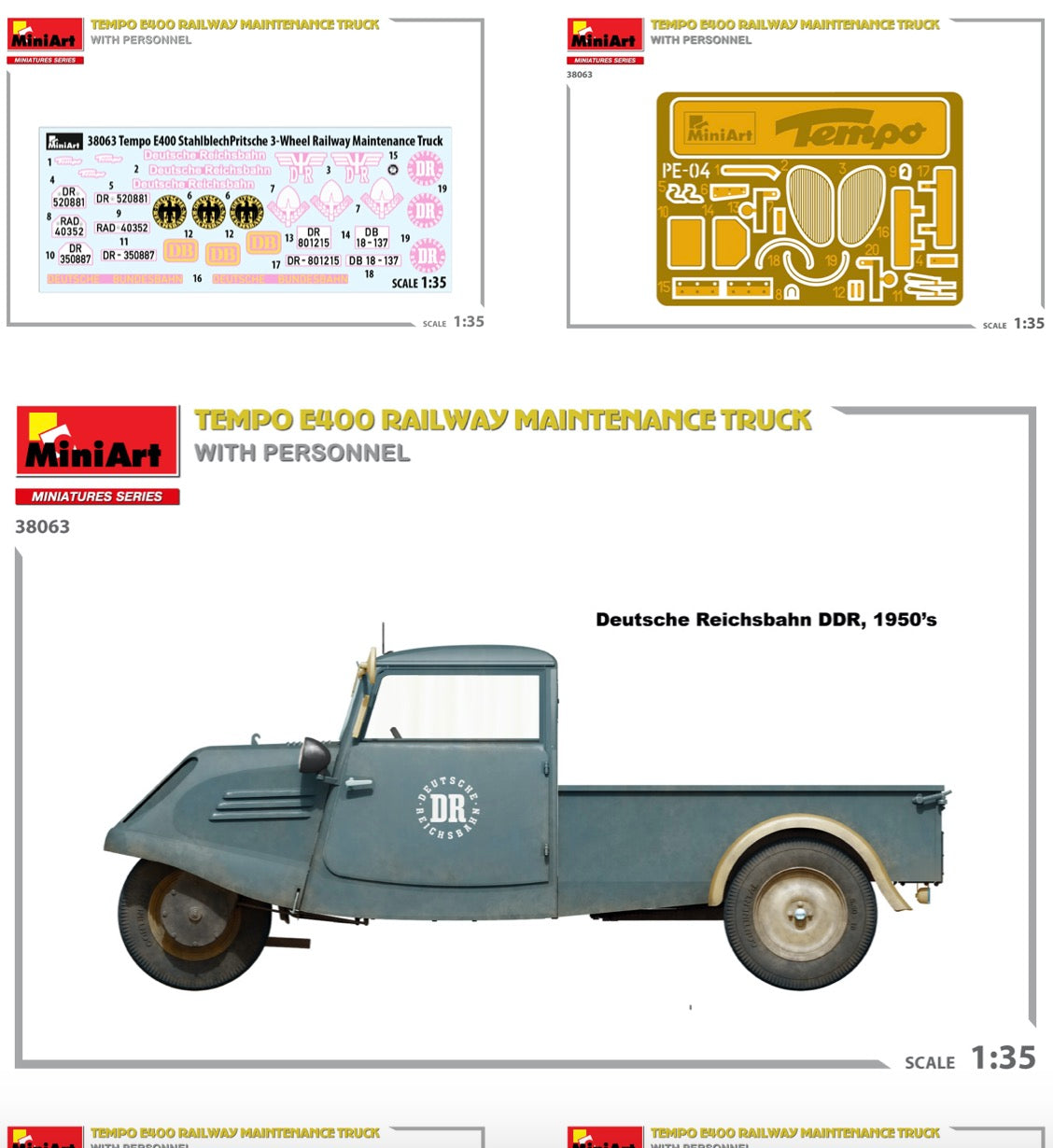 MiniArt 38063 1:35 Tempo E400 Railway Maintenance Truck With Personnel