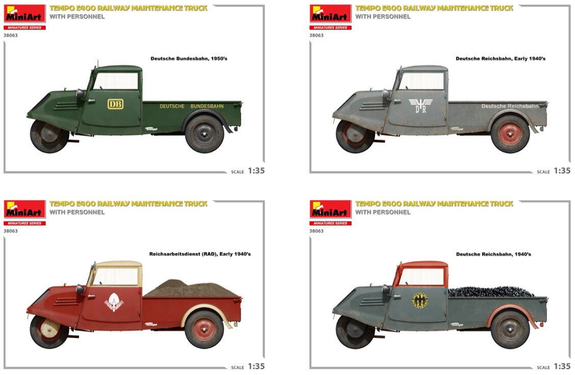 MiniArt 38063 1:35 Tempo E400 Railway Maintenance Truck With Personnel