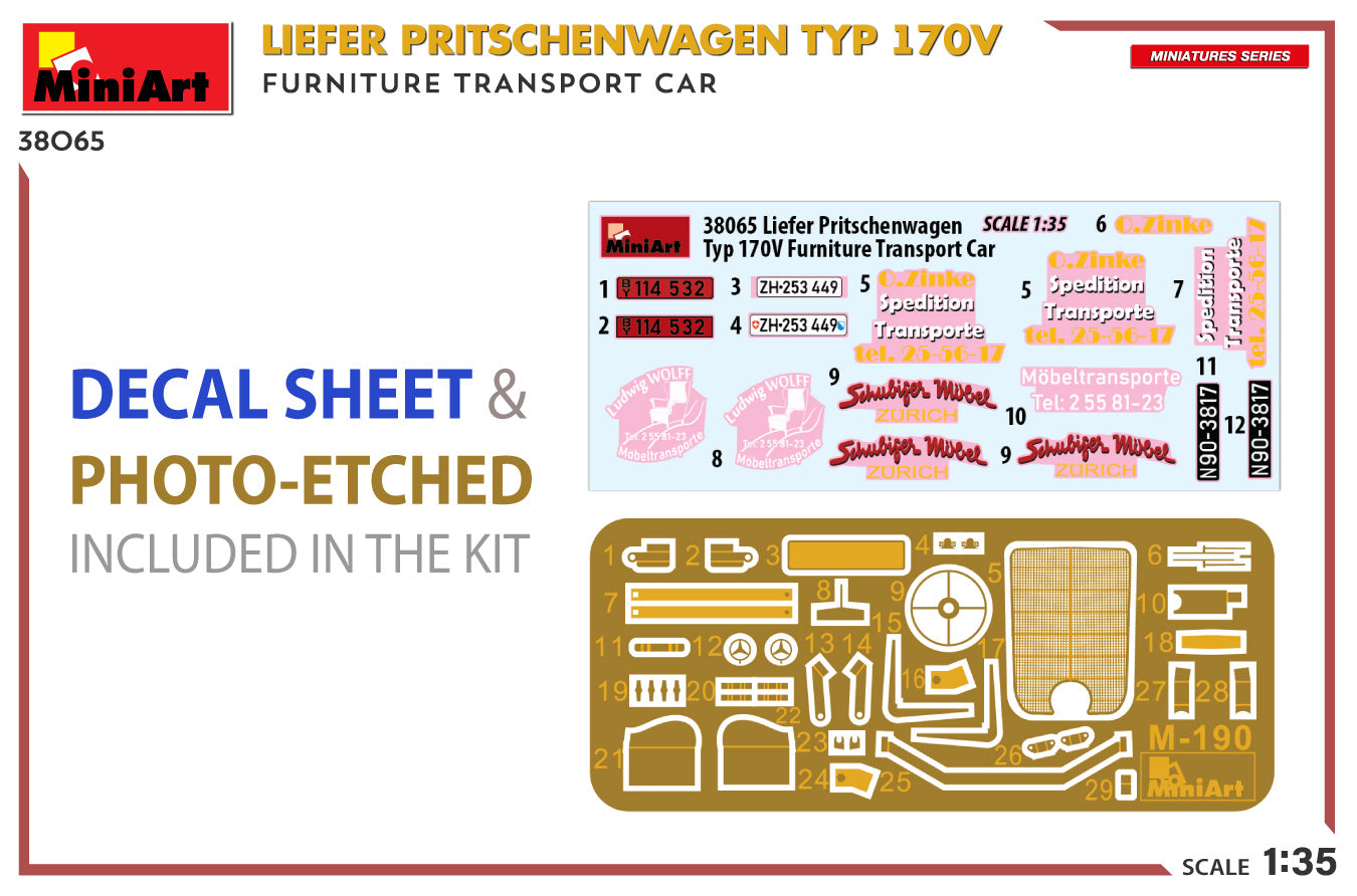 MiniArt 38065 1:35 Liefer Pritschenwagen Typ 170V - Furniture Transport Car