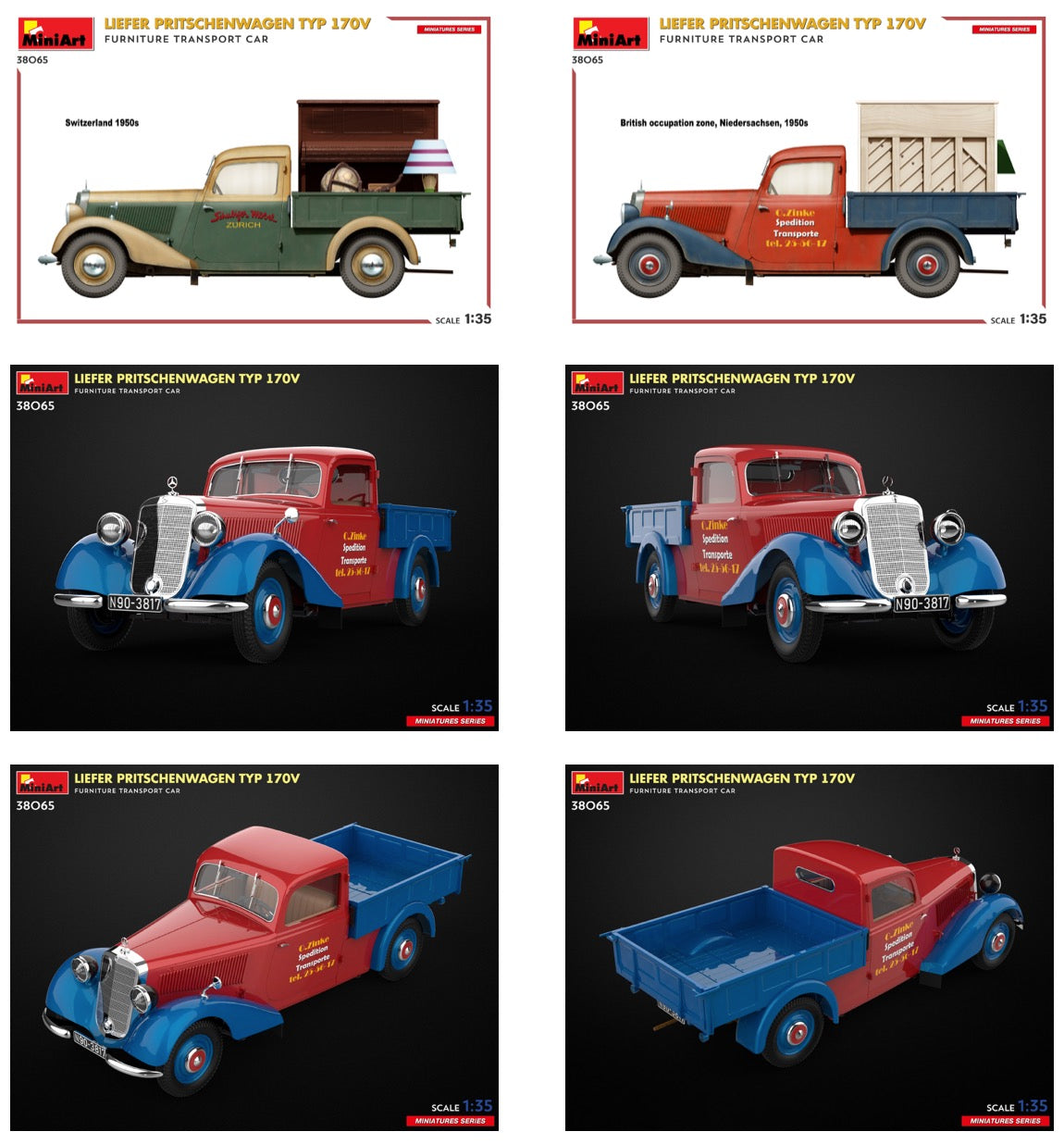 MiniArt 38065 1:35 Liefer Pritschenwagen Typ 170V - Furniture Transport Car