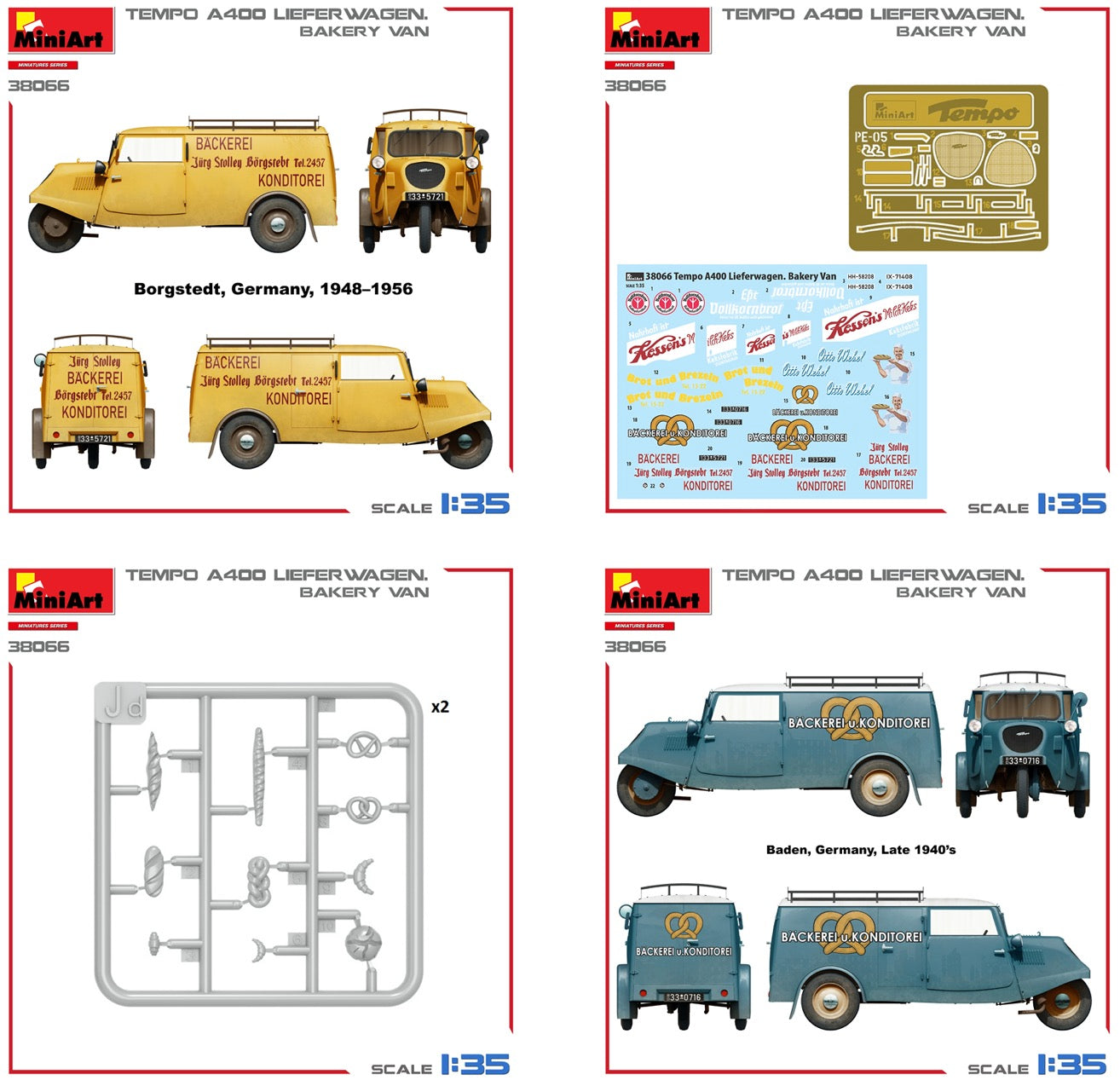 MiniArt 38066 1:35 Tempo A400 Lieferwagen Bakery Van