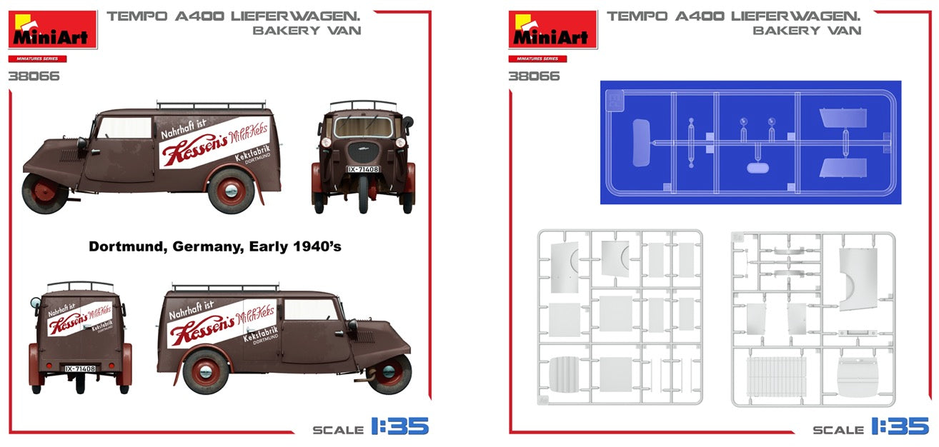 MiniArt 38066 1:35 Tempo A400 Lieferwagen Bakery Van