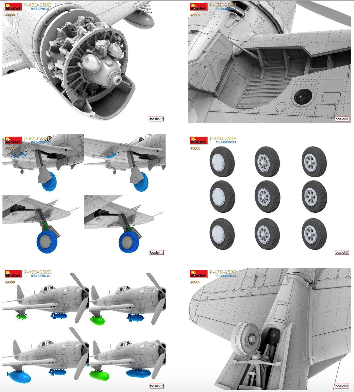 MiniArt 48009 1:48 P-47D-25RE Thunderbolt - Basic Kit