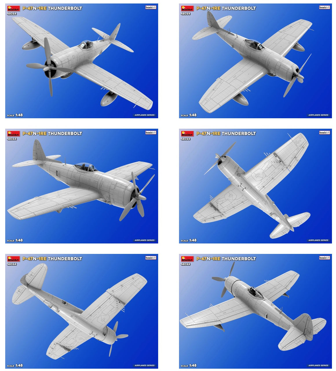 MiniArt 48064 1:48 Republic P-47N-1RE Thunderbolt, Basic Kit.