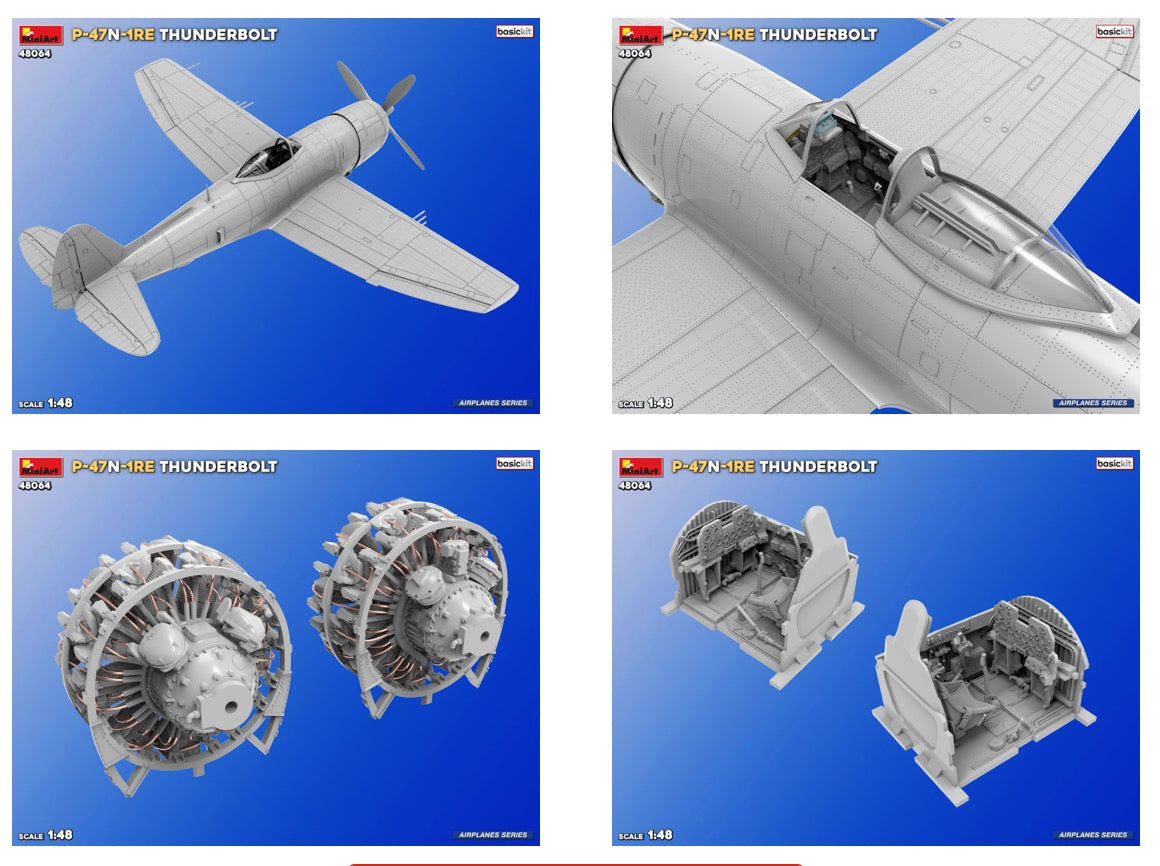MiniArt 48064 1:48 Republic P-47N-1RE Thunderbolt, Basic Kit.